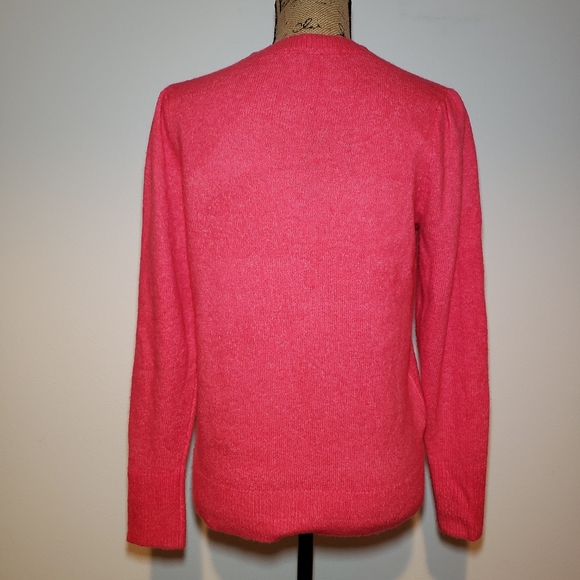 Loft Crewneck Knit Long Sleeve Barbie Pink Sweater - Picture 4 of 7